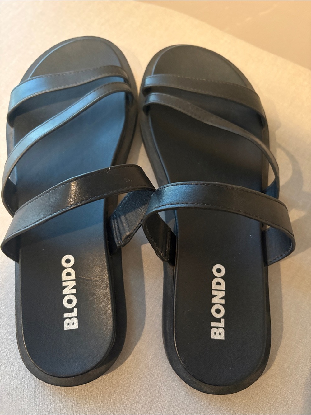 Blondo Black Triple-Strap Slide Sandals